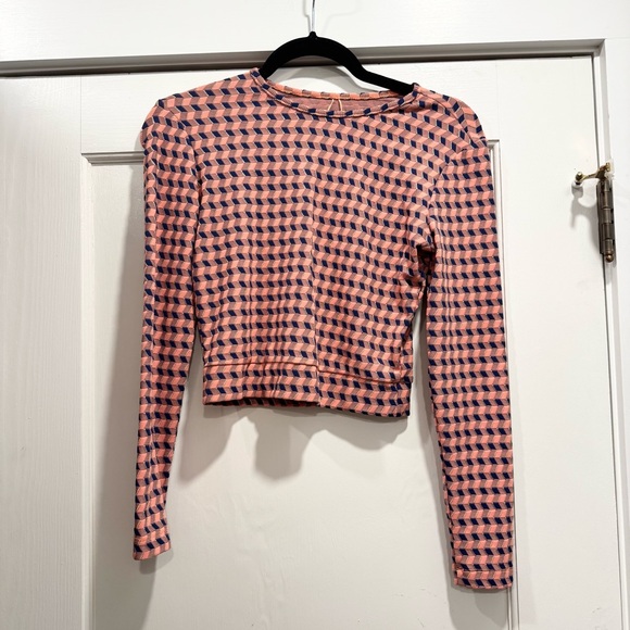 The Seea Palomar Crop Top Rashguard Large Houndstooth Beach Swim Vacation - Picture 2 of 10